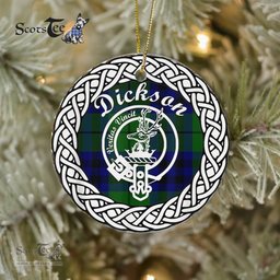 Dickson Scottish Clan Crest and Celtic Tartan Ceramic Ornament Plaid Christmas Ornament Gifts