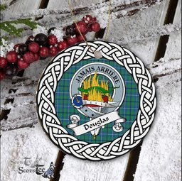 Douglas Scottish Clan Crest and Celtic Tartan Ceramic Ornament Plaid Christmas Ornament Gifts