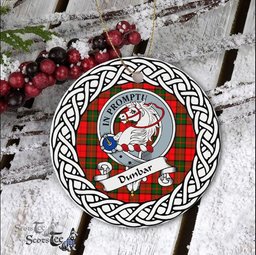 Dunbar Scottish Clan Crest and Celtic Tartan Ceramic Ornament Plaid Christmas Ornament Gifts
