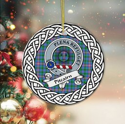 Pitcairn Scottish Clan Crest and Celtic Tartan Ceramic Ornament Plaid Christmas Ornament Gifts
