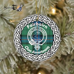 Fairbairn Scottish Clan Crest and Celtic Tartan Ceramic Ornament Plaid Christmas Ornament Gifts