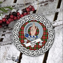 Boyd Tartan Ceramic Ornament Boyd Scottish Clan Crest Badge and Celtic Christmas Ornament Gifts
