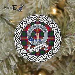 Charteris Tartan Ceramic Ornament Charteris Scottish Clan Crest Badge and Celtic Christmas Ornament Gifts