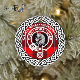 Cunningham Modern Tartan Ceramic Ornament Cunningham Scottish Clan Crest Badge and Celtic Christmas Ornament Gifts