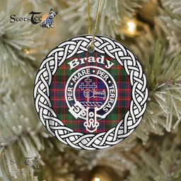 Brady Tartan Ceramic Ornament Brady Scottish Clan Crest Badge and Celtic Christmas Ornament Gifts