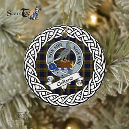 Clelland Tartan Ceramic Ornament Clelland Scottish Clan Crest Badge and Celtic Christmas Ornament Gifts
