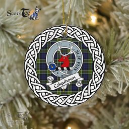 Colquhoun Tartan Ceramic Ornament Colquhoun Scottish Clan Crest Badge and Celtic Christmas Ornament Gifts