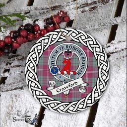 Crawford Tartan Ceramic Ornament Crawford Scottish Clan Crest Badge and Celtic Christmas Ornament Gifts