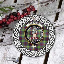 Clephane Tartan Ceramic Ornament Clephane Scottish Clan Crest Badge and Celtic Christmas Ornament Gifts