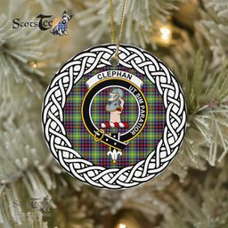 Clephane Tartan Ceramic Ornament Clephane Scottish Clan Crest Badge and Celtic Christmas Ornament Gifts