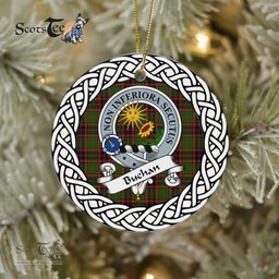 Buchan Tartan Ceramic Ornament Brodie Scottish Clan Crest Badge and Celtic Christmas Ornament Gifts