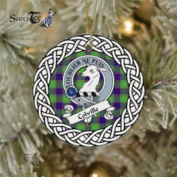Colville Tartan Ceramic Ornament Colville Scottish Clan Crest Badge and Celtic Christmas Ornament Gifts