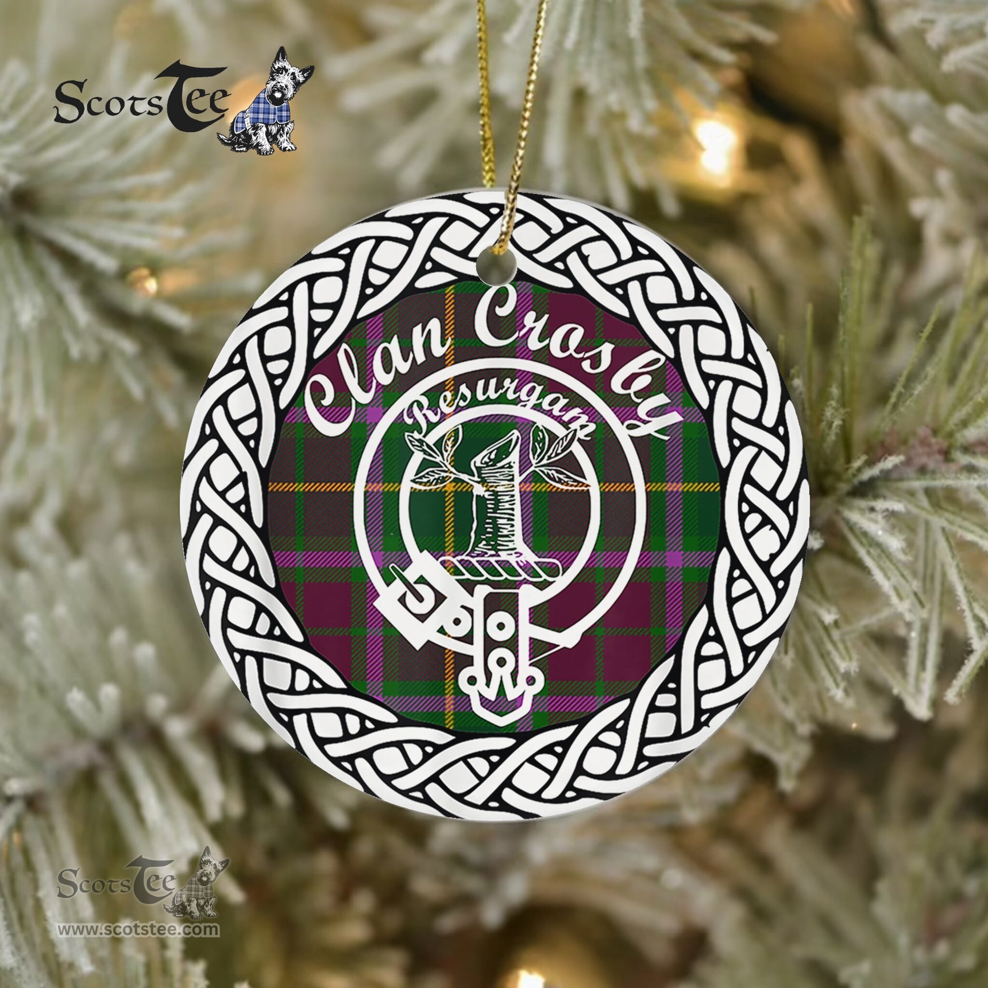 Crosby Tartan Ceramic Ornament Crosby Scottish Clan Crest Badge and Celtic Christmas Ornament Gifts
