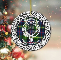 Bowman Tartan Ceramic Ornament Bowman Scottish Clan Crest Badge and Celtic Christmas Ornament Gifts