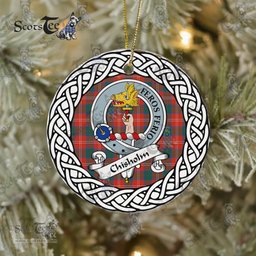Chisholm Tartan Ceramic Ornament Chisholm Scottish Clan Crest Badge and Celtic Christmas Ornament Gifts