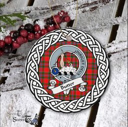 Butter Tartan Ceramic Ornament Butter Scottish Clan Crest Badge and Celtic Christmas Ornament Gifts