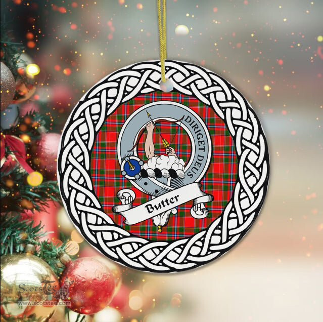 Butter Tartan Ceramic Ornament Butter Scottish Clan Crest Badge and Celtic Christmas Ornament Gifts