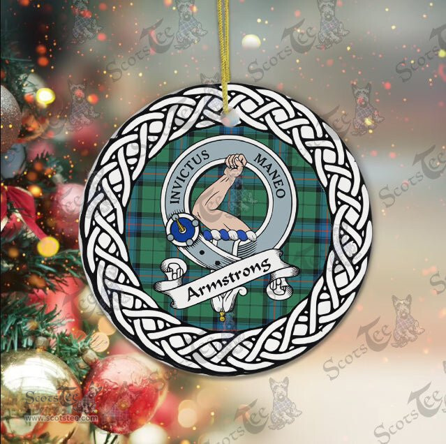 Armstrong Tartan Ceramic Ornament Armstrong Scottish Clan Crest Badge and Celtic Christmas Ornament Gifts