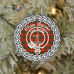 Burns Tartan Ceramic Ornament Burns Scottish Clan Crest Badge and Celtic Christmas Ornament Gifts