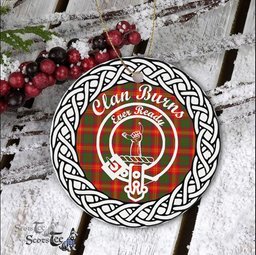 Burns Tartan Ceramic Ornament Burns Scottish Clan Crest Badge and Celtic Christmas Ornament Gifts