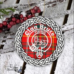 Bruce Modern Tartan Ceramic Ornament Brodie Scottish Clan Crest Badge and Celtic Christmas Ornament Gifts