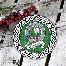 Cranstoun Tartan Ceramic Ornament Cranstoun Scottish Clan Crest Badge and Celtic Christmas Ornament Gifts