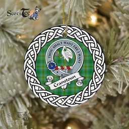 Cranstoun Tartan Ceramic Ornament Cranstoun Scottish Clan Crest Badge and Celtic Christmas Ornament Gifts