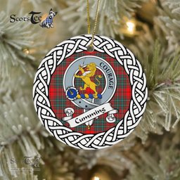 Cumming Tartan Ceramic Ornament Cumming Scottish Clan Crest Badge and Celtic Christmas Ornament Gifts