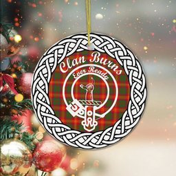 Burns Tartan Ceramic Ornament Burns Scottish Clan Crest Badge and Celtic Christmas Ornament Gifts