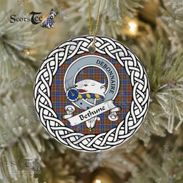 Bethune Tartan Ceramic Ornament Bethune Scottish Clan Crest Badge and Celtic Christmas Ornament Gifts