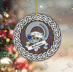 Bethune Tartan Ceramic Ornament Bethune Scottish Clan Crest Badge and Celtic Christmas Ornament Gifts