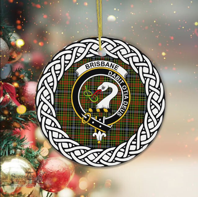 Brisbane Tartan Ceramic Ornament Brisbane Scottish Clan Crest Badge and Celtic Christmas Ornament Gifts