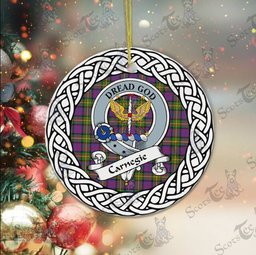 Carnegie Tartan Ceramic Ornament Carnegie Scottish Clan Crest Badge and Celtic Christmas Ornament Gifts