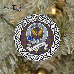 Carnegie Tartan Ceramic Ornament Carnegie Scottish Clan Crest Badge and Celtic Christmas Ornament Gifts