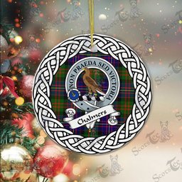 Chalmers Tartan Ceramic Ornament Chalmers Scottish Clan Crest Badge and Celtic Christmas Ornament Gifts