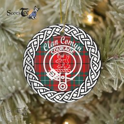 Comyn Tartan Ceramic Ornament Comyn Scottish Clan Crest Badge and Celtic Christmas Ornament Gifts