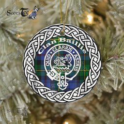 Baillie Tartan Ceramic Ornament Baillie Scottish Clan Crest Badge and Celtic Christmas Ornament Gifts