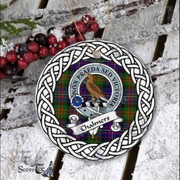 Chalmers Tartan Ceramic Ornament Chalmers Scottish Clan Crest Badge and Celtic Christmas Ornament Gifts