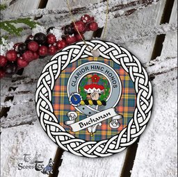 Buchanan Tartan Ceramic Ornament Brodie Scottish Clan Crest Badge and Celtic Christmas Ornament Gifts
