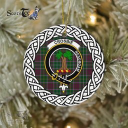 Crosbie Tartan Ceramic Ornament Crosbie Scottish Clan Crest Badge and Celtic Christmas Ornament Gifts