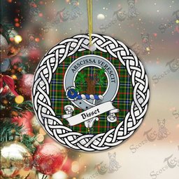 Bisset Tartan Ceramic Ornament Bisset Scottish Clan Crest Badge and Celtic Christmas Ornament Gifts
