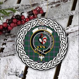 Byres Tartan Ceramic Ornament Byres Scottish Clan Crest Badge and Celtic Christmas Ornament Gifts