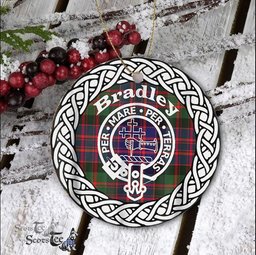 Bradley Tartan Ceramic Ornament Bradley Scottish Clan Crest Badge and Celtic Christmas Ornament Gifts