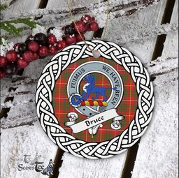 Bruce Tartan Ceramic Ornament Brodie Scottish Clan Crest Badge and Celtic Christmas Ornament Gifts