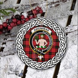 Aikenhead Tartan Ceramic Ornament Aikenhead Scottish Clan Crest Badge and Celtic Christmas Ornament Gifts
