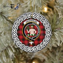 Aikenhead Tartan Ceramic Ornament Aikenhead Scottish Clan Crest Badge and Celtic Christmas Ornament Gifts