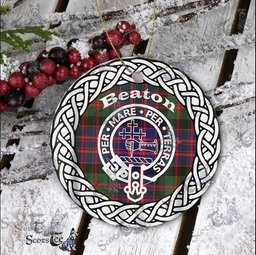 Beaton Tartan Ceramic Ornament Beaton Scottish Clan Crest Badge and Celtic Christmas Ornament Gifts