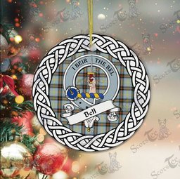 Bell Tartan Ceramic Ornament Bell Scottish Clan Crest Badge and Celtic Christmas Ornament Gifts