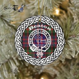 Beaton Tartan Ceramic Ornament Beaton Scottish Clan Crest Badge and Celtic Christmas Ornament Gifts