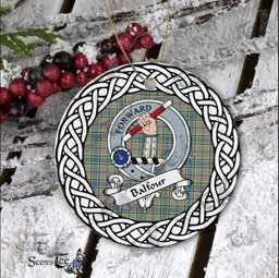 Balfour Tartan Ceramic Ornament Balfour Scottish Clan Crest Badge and Celtic Christmas Ornament Gifts